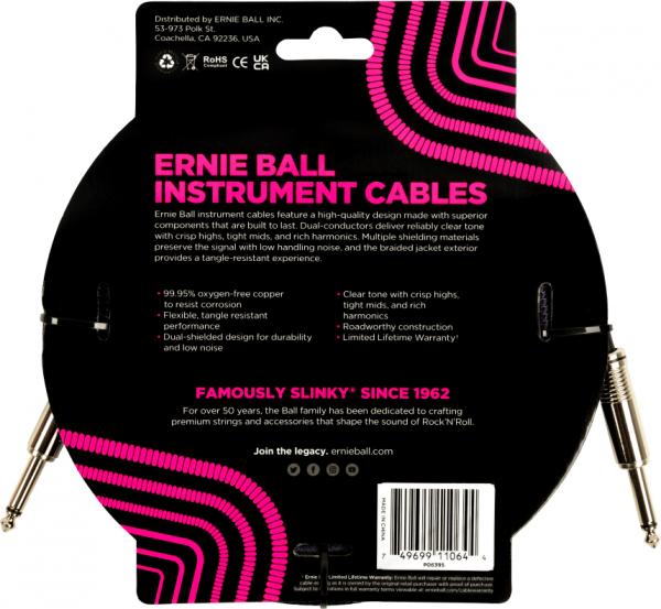 Câble Ernie ball Braided Instrument Cable Straight/Straight 18ft - Purple Black