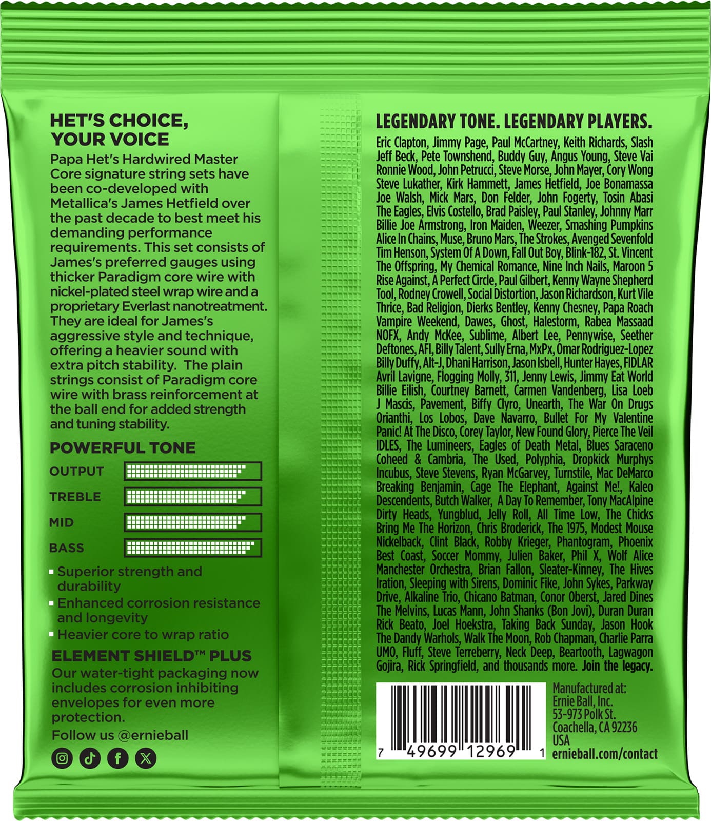 Ernie Ball Jeu De 6 Cordes Cordes électrique Signature Papa Hets, James Hetfield - 11-50 - Cordes Guitare Électrique - Variation 1