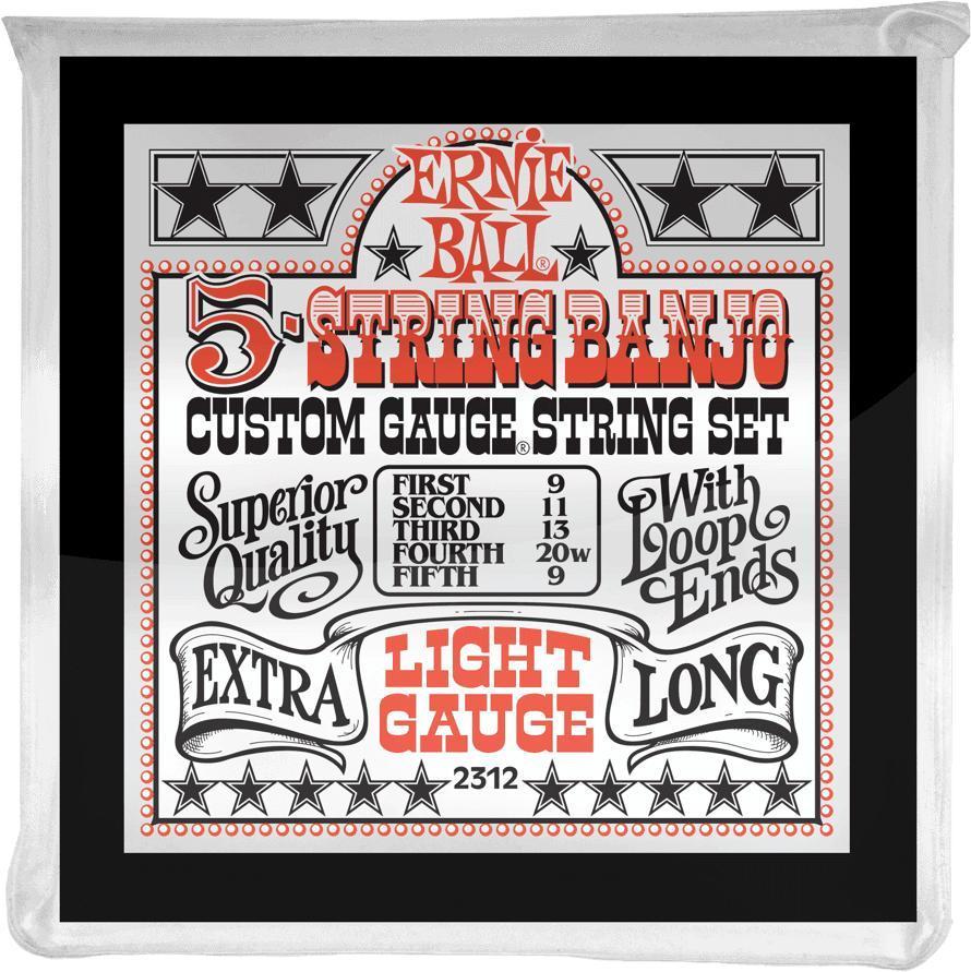 Corde banjo Ernie ball Banjo (5) 2312 Stainless Steel Light 9-9 - Jeu de 6 cordes