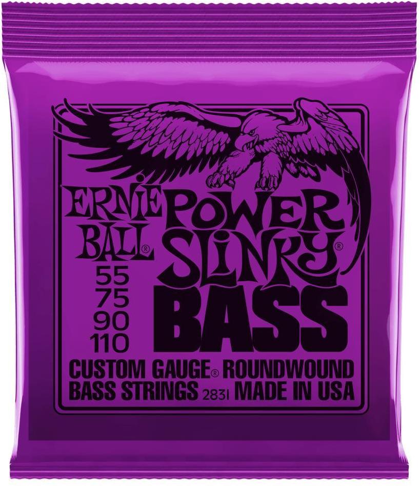 Cordes basse électrique Ernie ball Bass (4) 2831 Power Slinky 55-110 - Jeu de 4 cordes