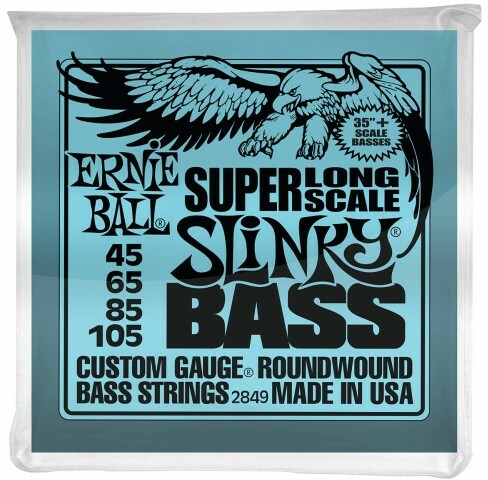 Ernie Ball Jeu De 4 Cordes Bass (4) 2849 Slinky Super Long Scale 45-105 - Cordes Basse Électrique - Main picture