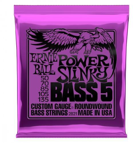 Cordes basse électrique Ernie ball Bass (5) 2821 Power Slinky 50-135 - Jeu de 5 cordes