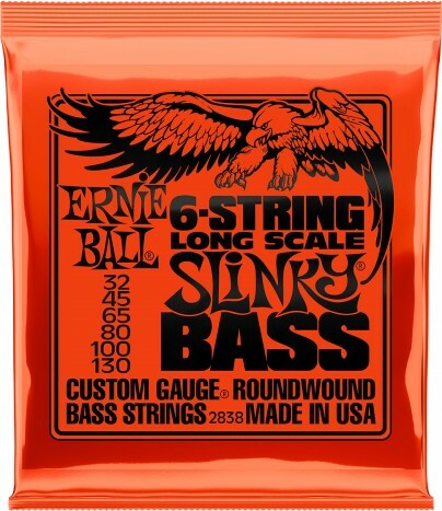 Ernie Ball Jeu De 6 Cordes Bass (6) 2838 Slinky Long Scale 6-string 32-130 - Cordes Basse Électrique - Main picture