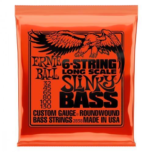 Cordes basse électrique Ernie ball Bass (6) 2838 Slinky Long Scale 32-130 - Jeu de 6 cordes