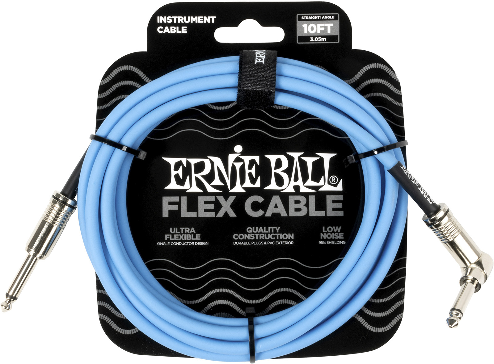 Ernie Ball Câbles Instrument Flex Jack/jack Coudé 3m Bleu - CÂble - Main picture