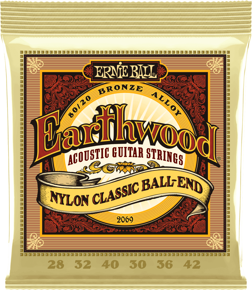 Classic (12) 2069 Earthwood Nylon Ball-End 28-42 - jeu de 12 cordes Cordes  guitare classique nylon Ernie ball