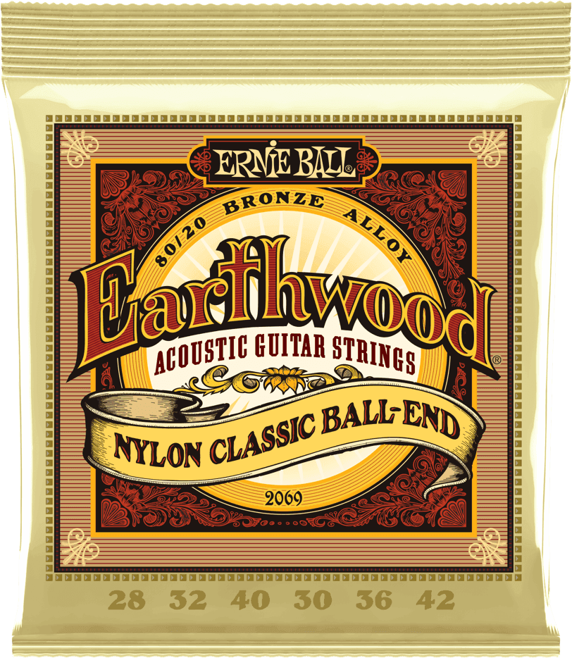 Ernie Ball Jeu De 12 Cordes Classic (12) 2069 Earthwood Nylon 80/20 Bronze Ball-end 28-42 - Cordes Guitare Classique Nylon - Main picture