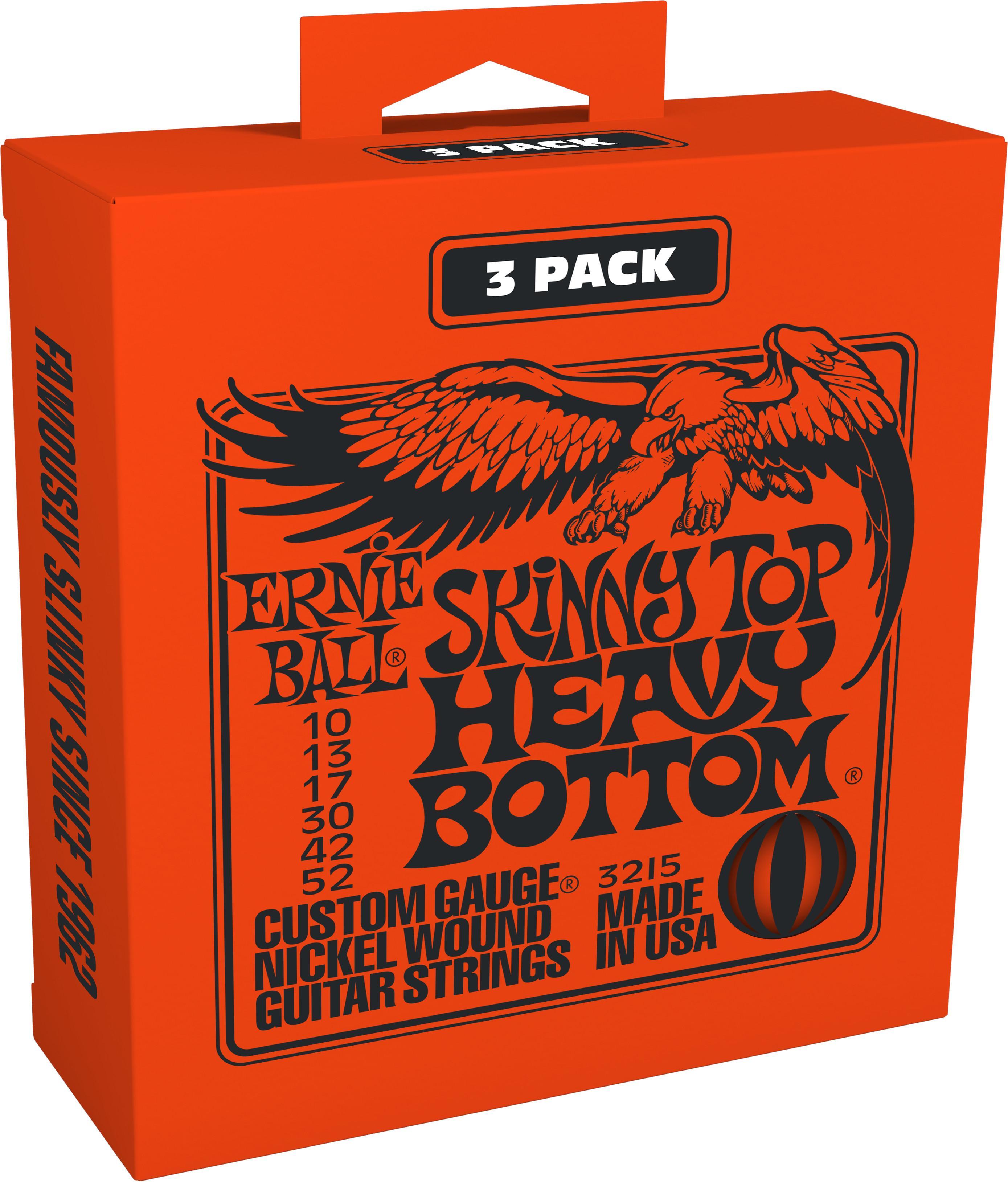 Cordes guitare électrique Ernie ball Electric (3x SET) 3215 Skinny Top Heavy Bottom 10-52 Skinny Top Heavy Bottom 10-52 (3x SET) - Jeu de 6 cordes