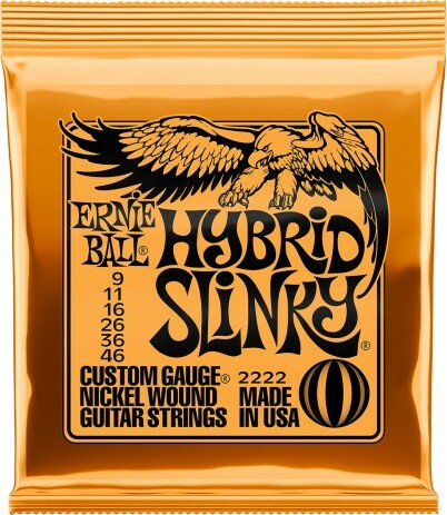 Ernie Ball Jeu De 6 Cordes Electric (6) 2222 Hybrid Slinky Nickel Wound 9-46 - Cordes Guitare Électrique - Main picture