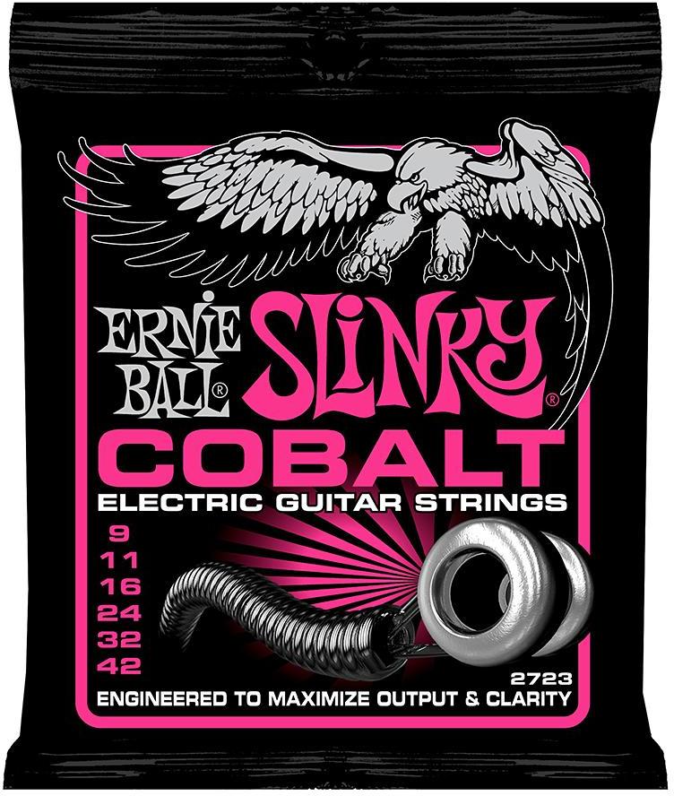 Cordes guitare électrique Ernie ball Electric (6) 2723 Cobalt Super Slinky 9-42 - Jeu de 6 cordes