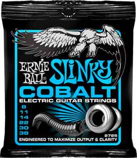 Ernie Ball Jeu De 6 Cordes Electric (6) 2725 Cobalt Extra Slinky 8-38 - Cordes Guitare Électrique - Main picture
