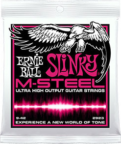 Ernie Ball Jeu De 6 Cordes Electric (6) 2923 Slinky M-steel High Output 9-42 - Cordes Guitare Électrique - Main picture