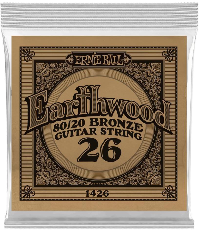 Cordes guitare acoustique Ernie ball Folk (1) Earthwood 80/20 Bronze 026 - Corde au détail