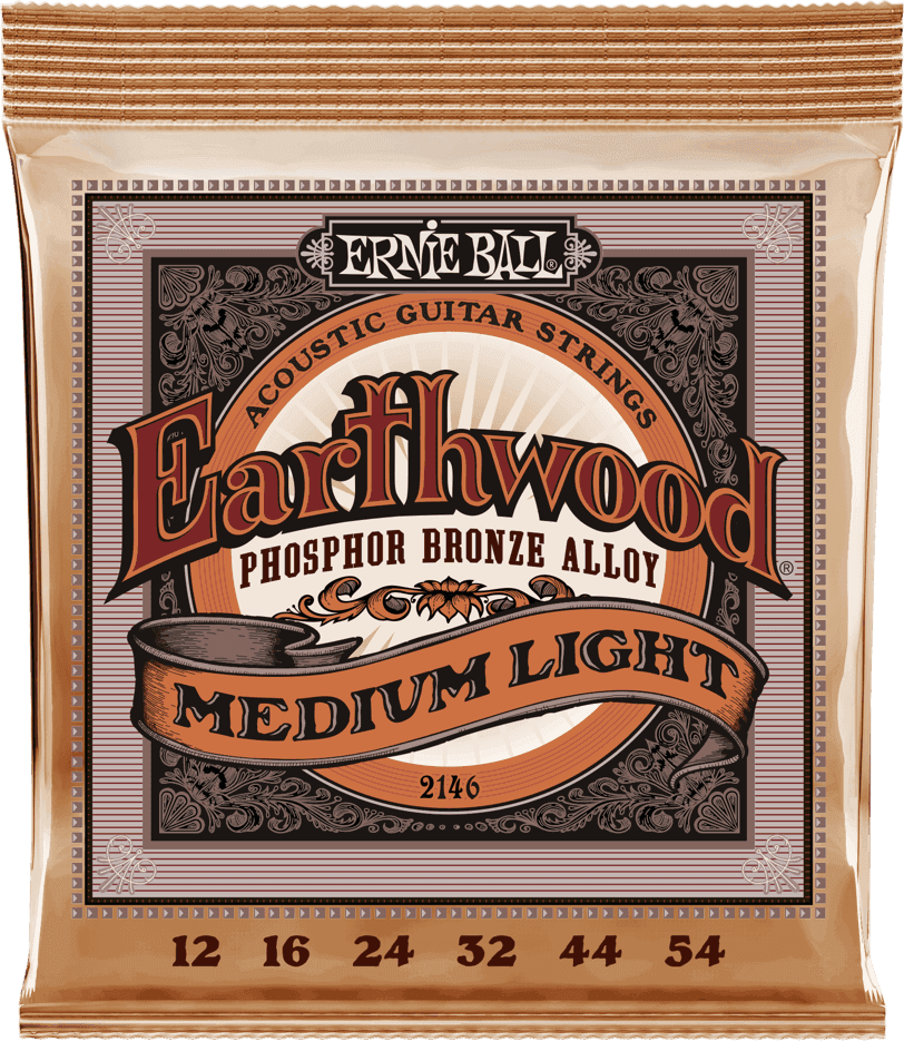 Ernie Ball Jeu De 6 Cordes Folk (6) 2146 Earthwood Phosphore Bronze Medium Light 12-54 - Cordes Guitare Acoustique - Main picture