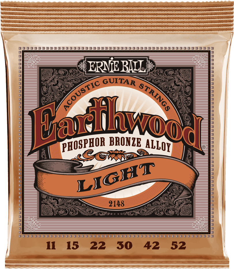 Ernie Ball Jeu De 6 Cordes Folk (6) 2148 Earthwood  Phosphore Bronze Light 11-52 - Cordes Guitare Acoustique - Main picture