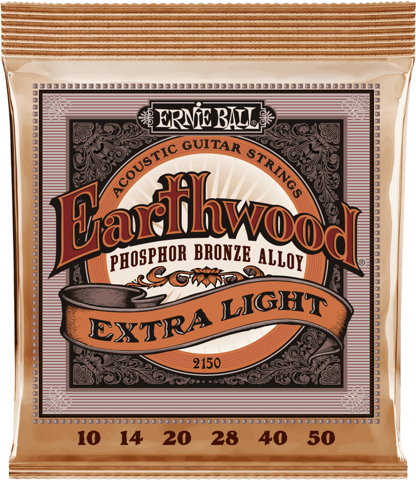 Ernie Ball Jeu De 6 Cordes Folk (6) 2150 Earthwood Phosphore Bronze Extra Light 10-50 - Cordes Guitare Acoustique - Main picture