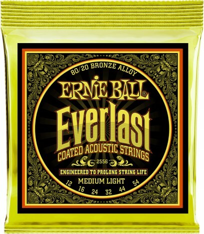 Ernie Ball Jeu De 6 Cordes Folk (6) 2556 Everlast Coated 80/20 Bronze Medium Light 12-54 - Cordes Guitare Acoustique - Main picture