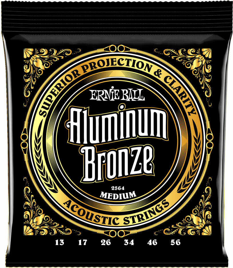 Ernie Ball Jeu De 6 Cordes Folk (6) 2564 Aluminum Bronze Acoustic Medium 13-56 - Cordes Guitare Acoustique - Main picture