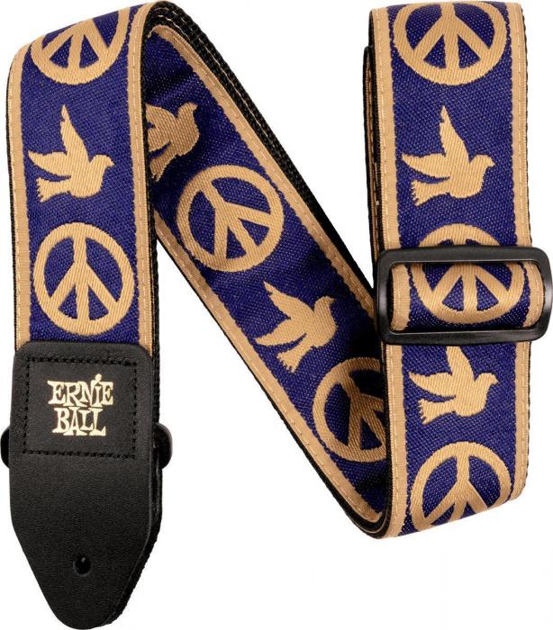 Sangle courroie Ernie ball Jacquard 2-inches Guitar Strap - Peace Love Dove Navy Blue Beige