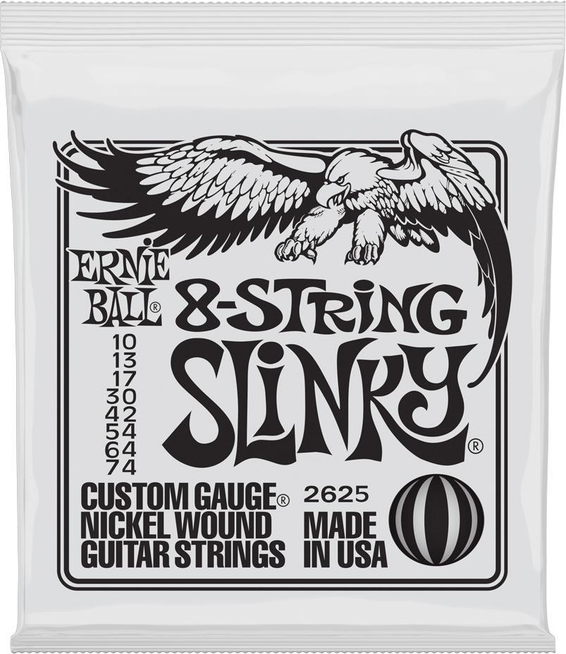 Cordes guitare électrique Ernie ball P02625 Electric Guitar 8-String Set Slinky Nickel Wound 10-74 - Jeu de 8 cordes