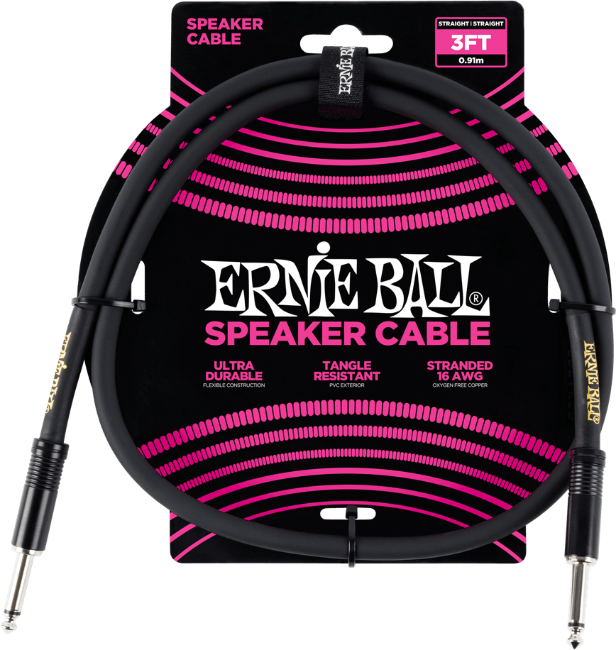 Ernie Ball P06071 3in. Straight / Straight Speaker Cable 0.91m Droit / Droit Black - CÂble - Main picture