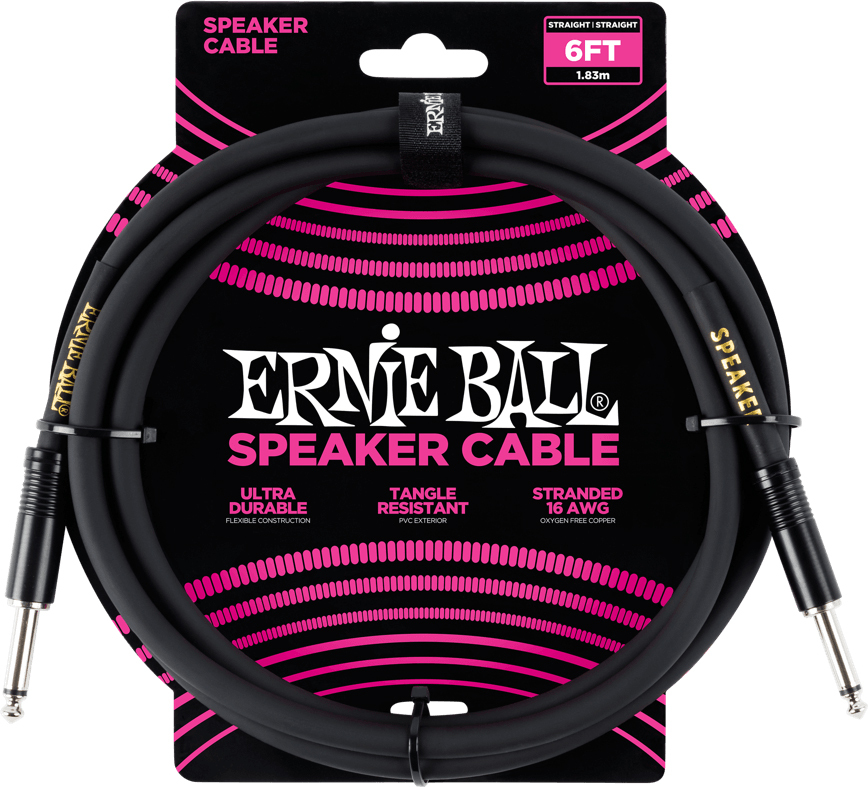 Ernie Ball P06072 6in. Straight / Straight Speaker Cable 1.83m Droit / Droit Black - CÂble - Main picture