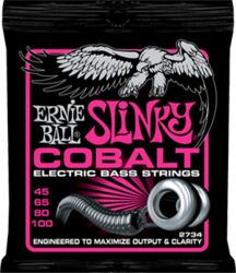 Cordes basse électrique Ernie ball Bass (4) 2734 Slinky Cobalt 45-100 - Jeu de 4 cordes