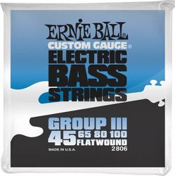 Cordes basse électrique Ernie ball Bass (4) 2806  Flatwound Group III 45-100 - Jeu de 4 cordes