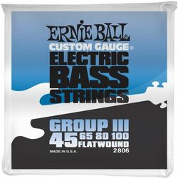 Cordes basse électrique Ernie ball Bass 2806 Flatwound Group III 45-100 - Jeu de 4 cordes