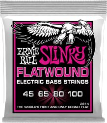 Cordes basse électrique Ernie ball Bass (4) 2814 Slinky Flatwound 45-100 - Jeu de 4 cordes