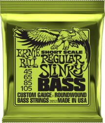 Cordes basse électrique Ernie ball Bass (4) 2852 Regular Slinky Short Scale 45-105 - Jeu de 4 cordes
