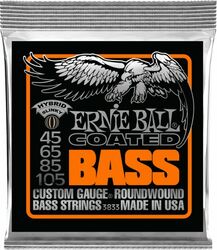 Cordes basse électrique Ernie ball Bass (4) 3833 Coated Hybrid Slinky 45-105 - Jeu de 4 cordes