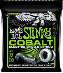 Cordes basse électrique Ernie ball Bass (5) 2736 Slinky Cobalt 45-130 - Jeu de 5 cordes