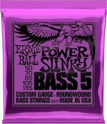 Cordes basse électrique Ernie ball Bass (5) 2821 Power Slinky 50-135 - Jeu de 5 cordes