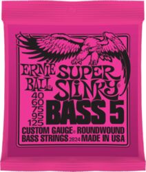 Cordes basse électrique Ernie ball Bass (5) 2824 Super Slinky 40-125 - Jeu de 5 cordes
