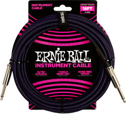 Câble Ernie ball Braided Instrument Cable Straight/Straight 18ft - Purple Black
