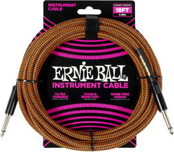 Câble Ernie ball Cable instrument gaine tissée jack/jack 5,5m orange et noir