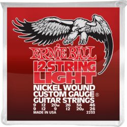 Cordes guitare électrique Ernie ball Electric (12) 2233 Nickel Wound Light 9-46 - Jeu de 12 cordes