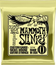 Cordes guitare électrique Ernie ball Electric (6) 2214 Mammoth Slinky 12-62 - Jeu de 6 cordes