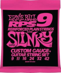 Cordes guitare électrique Ernie ball Electric (6) 2239 RPS-9 Super Slinky  9-42 - Jeu de 6 cordes