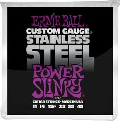 Cordes guitare électrique Ernie ball Electric (6) 2245 Stainless Steel Power Slinky 11-48 - Jeu de 6 cordes
