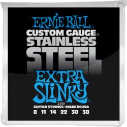 Cordes guitare électrique Ernie ball Electric (6) 2249 Stainless Steel Extra Slinky 8-38 - Jeu de 6 cordes