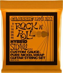 Cordes guitare électrique Ernie ball Electric (6) 2252 Classic Rock N Roll Hybrid Slinky 9-46 - Jeu de 6 cordes