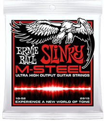 Cordes guitare électrique Ernie ball Electric (6) 2915 Slinky M-Steel 10-52 - Jeu de 6 cordes