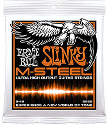 Cordes guitare électrique Ernie ball Electric (6) 2922 Slinky M-Steel 9-46 - Jeu de 6 cordes