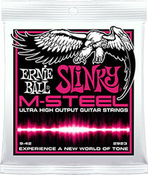 Cordes guitare électrique Ernie ball Electric (6) 2923 M-Steel Super Slinky 9-42 - Jeu de 6 cordes