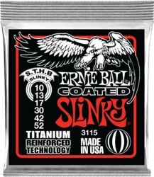 Cordes guitare électrique Ernie ball Electric (6) 3115 Coated Titanium STHB 10-52 - Jeu de 6 cordes