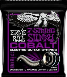 Cordes guitare électrique Ernie ball Electric (7) 2729 Cobalt Power Slinky 11-58 - Jeu de 7 cordes