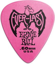 Médiator & onglet Ernie ball Everlast Sachet de 12 Rose 0,60mm