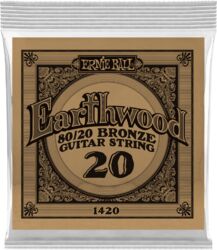 Cordes guitare acoustique Ernie ball Folk (1) Earthwood 80/20 Bronze 020 - Corde au détail